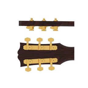 Hipshot HS6K2EL0G Gitaar tuner upgrade kit, 3 + 3 Grip-Lock, closed goud