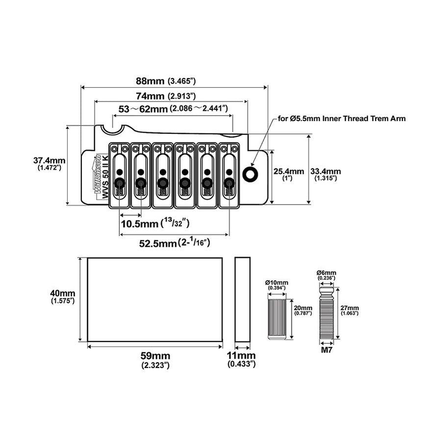Wilkinson WVS50IIK/B Tremolo - Premium 2-Punt Systeem in Zwart