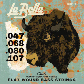 La Bella L-OSF-4 snaren set elektrisch bass, stainless steel flatwound, standard tension, 047-068-080-107