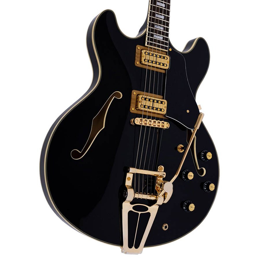 Sire Guitars H7T/BK Elektrische archtop gitaar met tremolo, zwart
