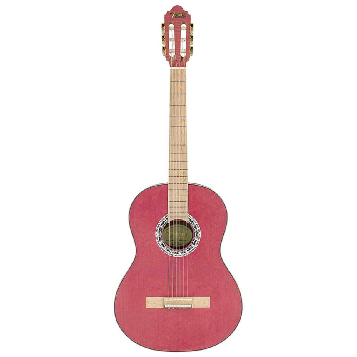 Valencia VC354HPK Klassieke Gitaar 4/4 – Sitka Spar & Mahonie, Roze, Inclusief Tas, Standaard en Stemapparaat