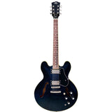 SX SEL6/GBU archtop gitaar – 2 humbuckers, esdoorn body, Glitter Blue + gigbag