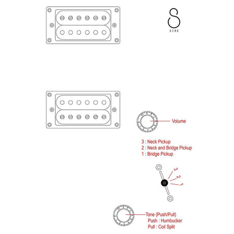 Sire Q3/VCH Larry Carlton elektrische gitaar – mahonie body, HH-configuratie, Vintage Cherry