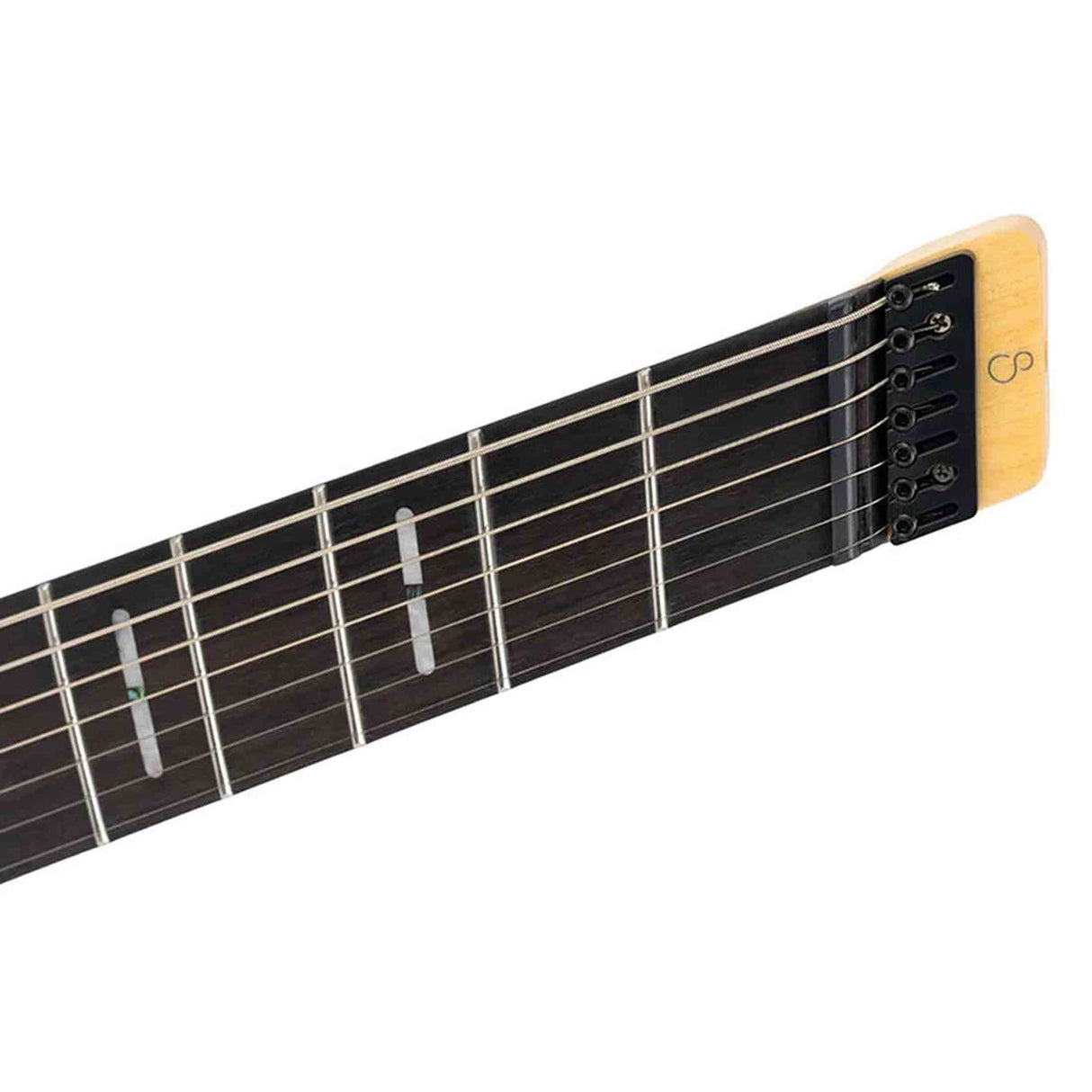 Sire X6H7/BKS elektrische gitaar – 7-snarig headless model, mahonie met maple top, Black Satin, HH-configuratie, stainless frets, met gigbag