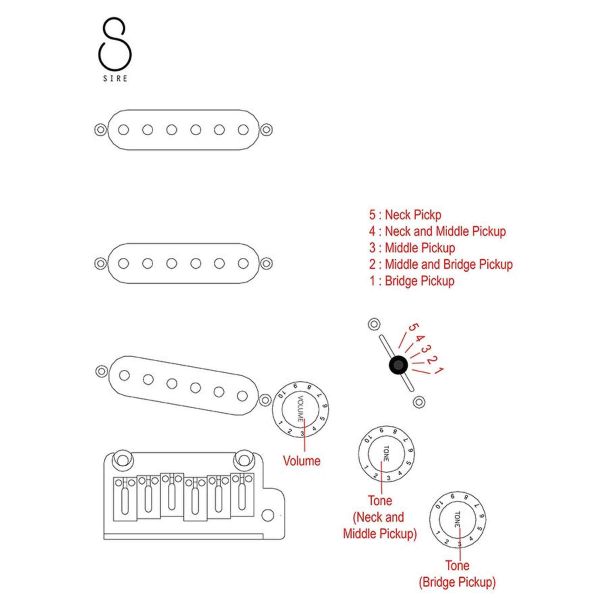 Sire S3N CAR New Gen Larry Carlton elektrische gitaar – S-Style, metallic rood, stainless steel frets