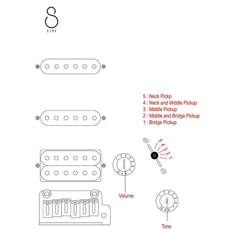 Sire S3N HSS/MGO New Gen Larry Carlton elektrische gitaar – S-Style, Metallic Gold, HSS-configuratie, stainless steel frets