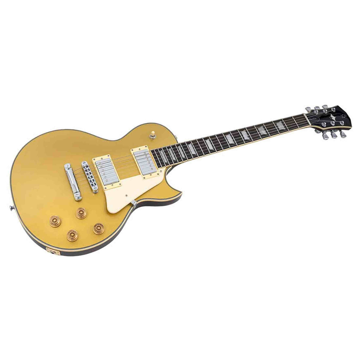 Sire L7N/MGO elektrische gitaar – L-Style, mahonie met maple top, Metallic Gold, HH-configuratie, stainless frets, locking tuners