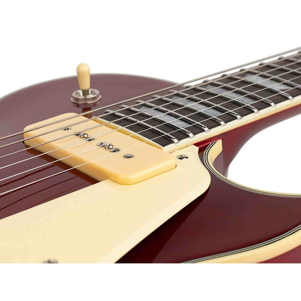 Sire L7VN/CAR elektrische gitaar – L-Style, mahonie met maple top, Candy Apple Red, P90 pickups, stainless frets, locking tuners