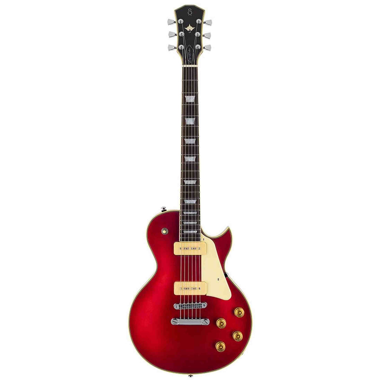 Sire L7VN/CAR elektrische gitaar – L-Style, mahonie met maple top, Candy Apple Red, P90 pickups, stainless frets, locking tuners