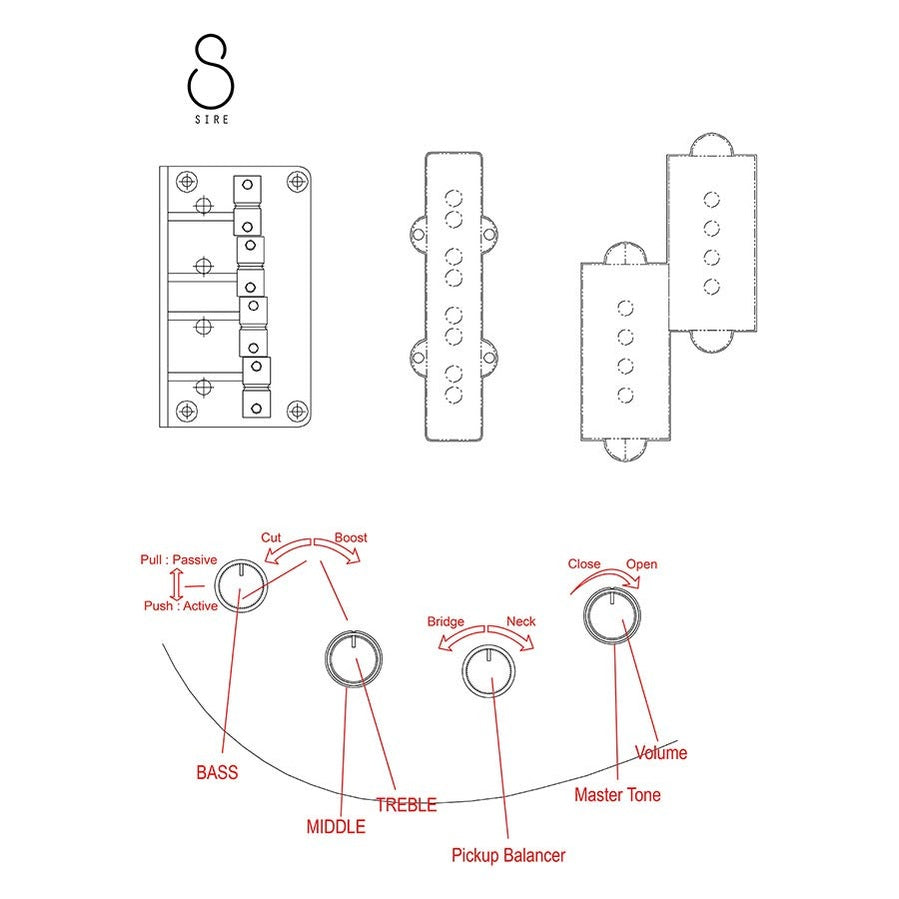 Sire P6 5/BSB Marcus Miller 5-snarige actieve basgitaar Butterscotch Blonde