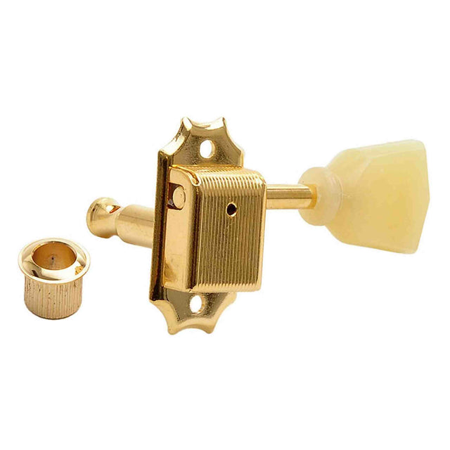 Kluson M3NLG Stemmechanieken voor gitaar "No Line", 3x links + 3x rechts met tulip knoppen, goud