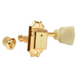 Kluson M33VG Stemmechanieken voor gitaar "Single Line", 3x links + 3x rechts met tulip knoppen, goud