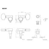 Gotoh GTH13318 SG301 stemmechanieken met 04 knoppen, 3L3R, chroom