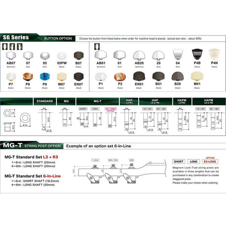 Gotoh GTH14177 SG381 stemmechanieken met Magnum Lock Trad and P4B knoppen, 3L3R, zwart