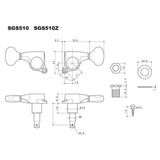 Gotoh GTH14942 SGS510Z stemmechanieken met S5 knoppen, 3L3R, cosmo zwart