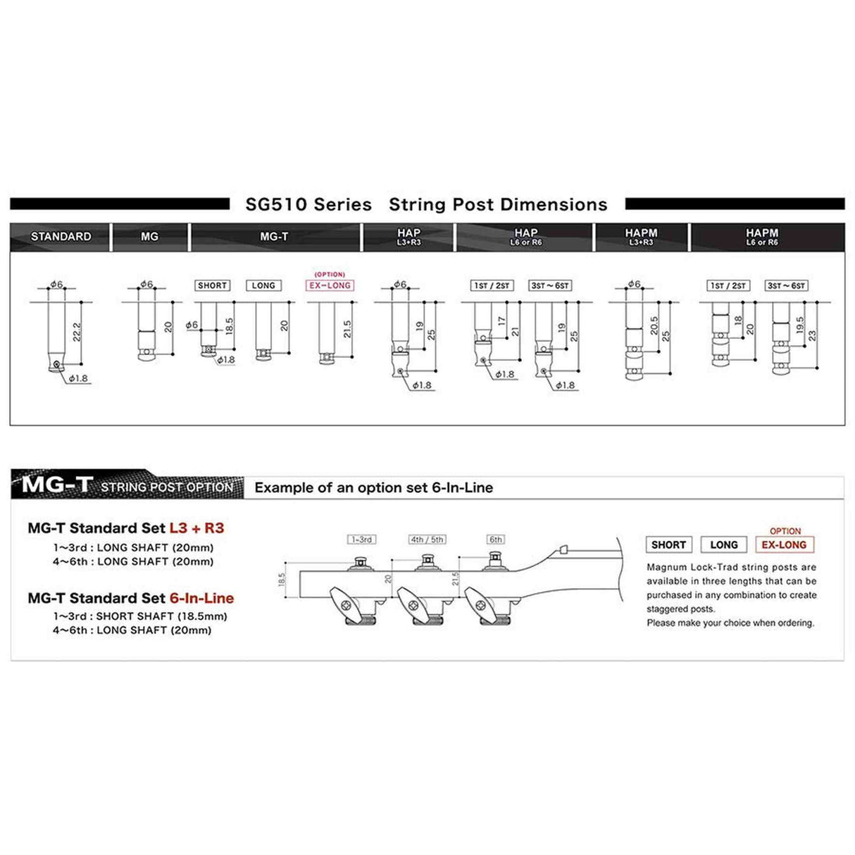 Gotoh GTH14942 SGS510Z stemmechanieken met S5 knoppen, 3L3R, cosmo zwart