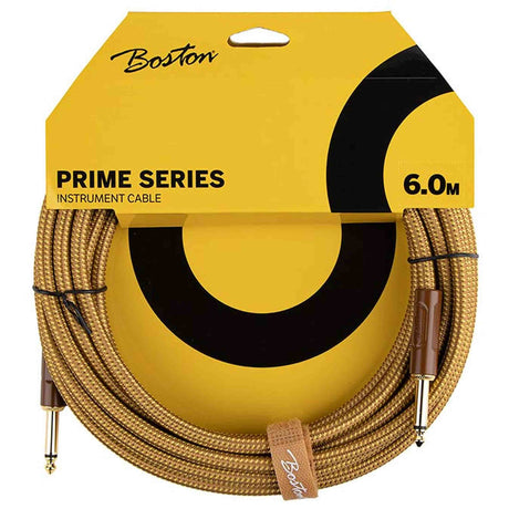 Boston GCRT-60 Prime Series woven jacket instrumentkabel jack-jack 6 meter yellow tweed