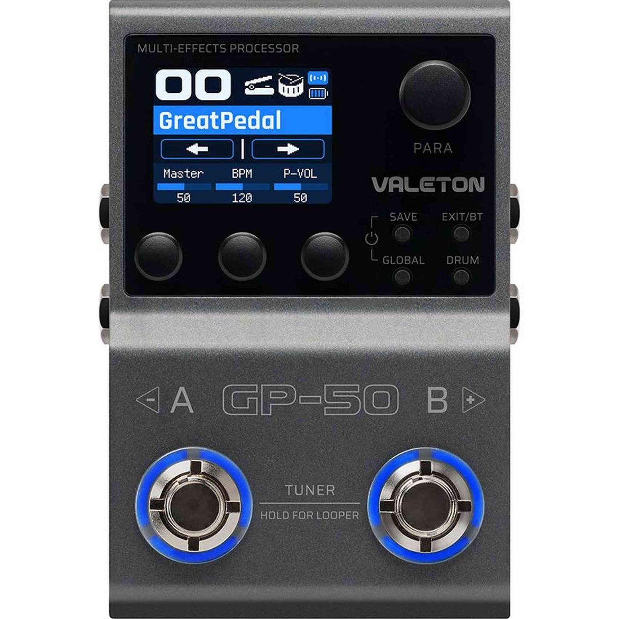 Valeton GP-50 multi-effects processor – NAM & IR loader, 100+ effecten, oplaadbare batterij