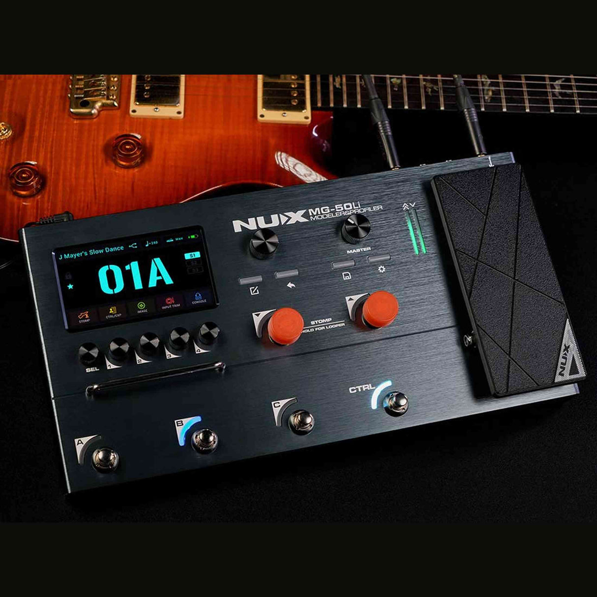 NUX MG-50Li DB Multi-Effects Processor with Amp Modeler, Profiler, Battery, USB Audio and Gig Bag, Dark Blue