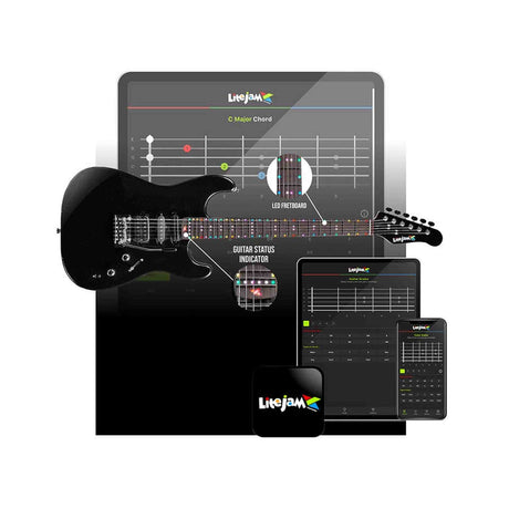 Litejam RGB24/WH Smart Learning Elektrische Gitaar Set White 24 frets HSH RGB LED