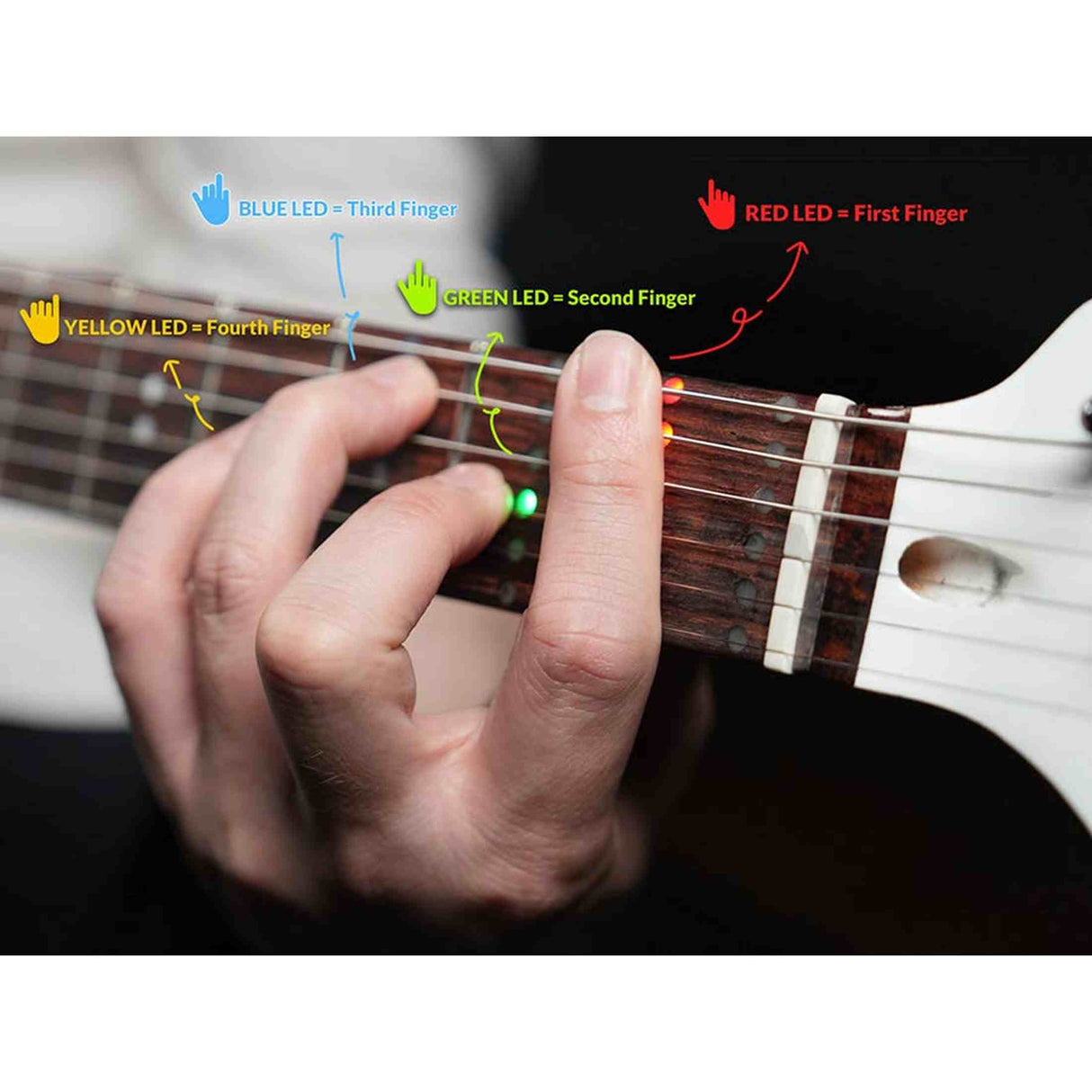 Litejam RGB24/WH Smart Learning Elektrische Gitaar Set White 24 frets HSH RGB LED