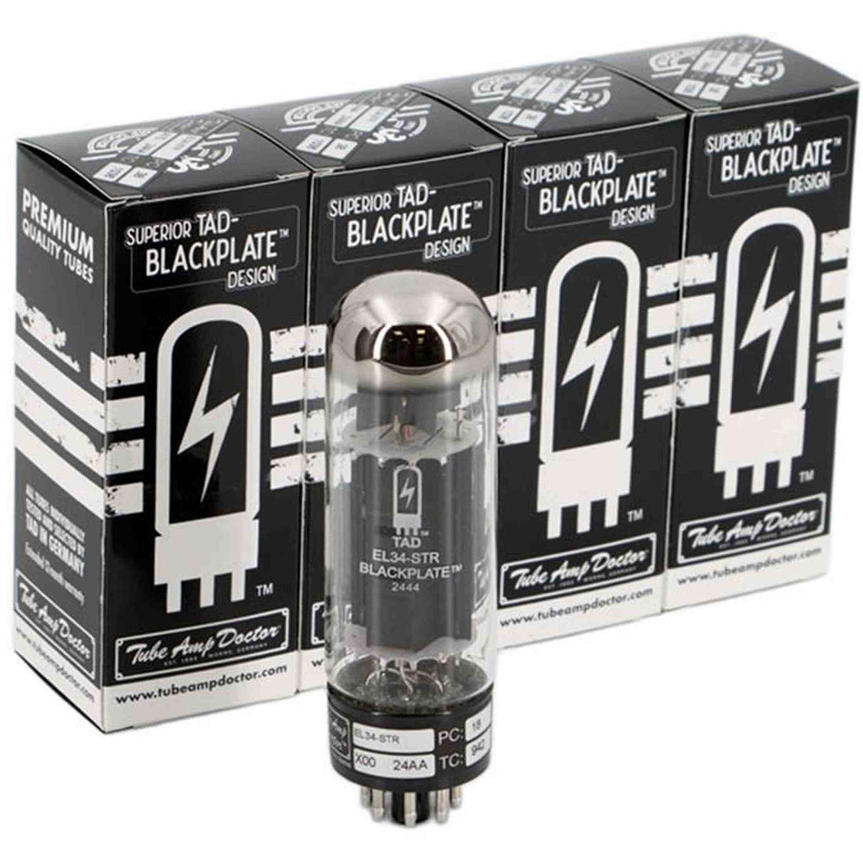 TAD EL34STRBP/4 – 4 stuks Quartet matched EL34-STR Blackplate buizen, warm & gedefinieerd geluid RT764
