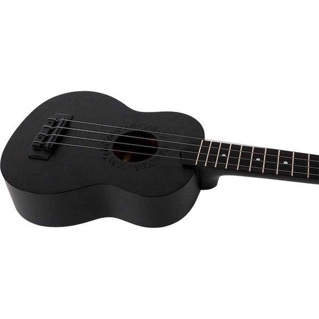 Flight NUS310 BLACKBIRD Soprano Ukulele met African Sapele Body, Zwarte Flight Snaren en Celtic Lasergravure