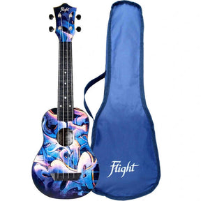 Flight TUS-40 GRAFFITI Soprano Ukulele met Linden Top, ABS Body en Aquila Snaren