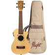Flight DUC328 CEQ Elektrisch-Akoestische Concert Ukulele met Cutaway, Engelmann Spruce Top en Zebrawood Body