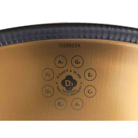 Sela SE 400 Stainless Steel Handpan D Kurd 440 Hz goud met gevoerde draagtas