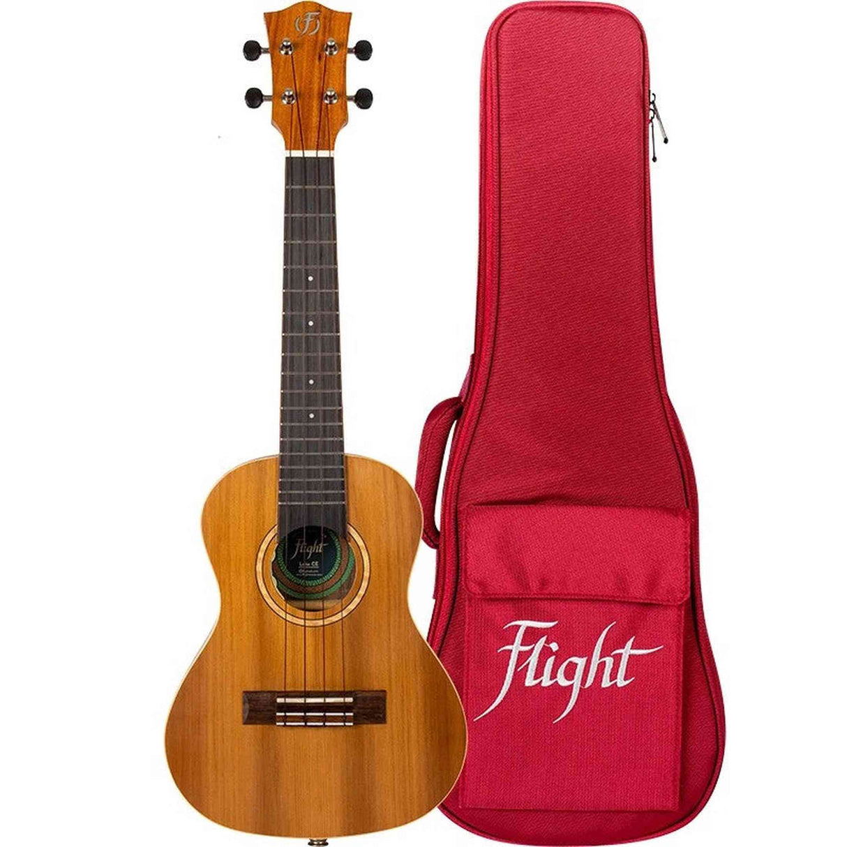 Flight Leia CE Elektrisch-Akoestische Concert Thinline Ukulele met Solid Cedar Top, Acacia Body en Double B1U Pickup