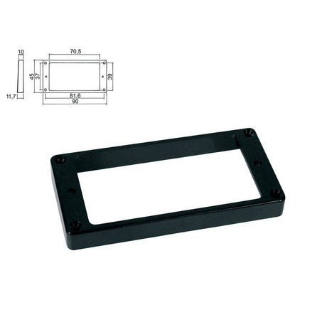 Boston HPF-02-TBK pickup ring, humbucker, flat, black, plastic, height: 10,0-11,7mm, high