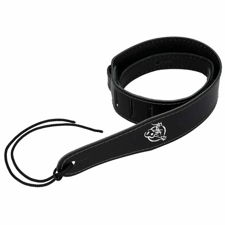 Flight S51 Black Leather Ukulele Strap EU Handmade with Headstock Tie