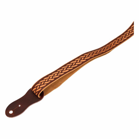 Flight S46 Tan Ukulele Strap Vegan Nubuck with Braided Pattern and Headstock Tie