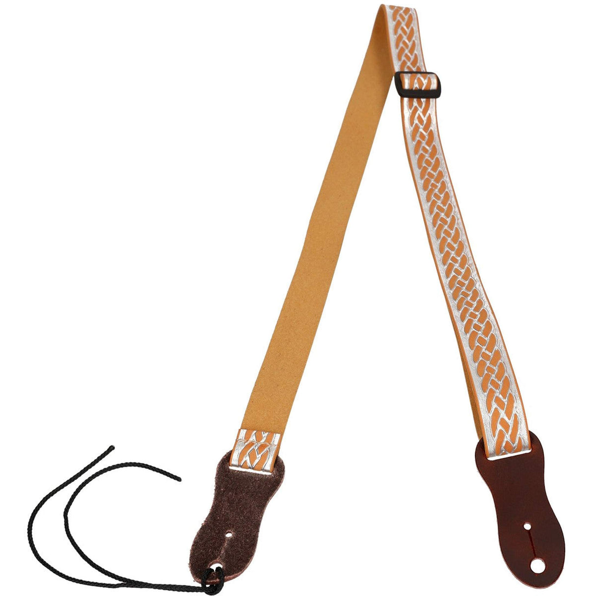 Flight S46 Silver Ukulele Strap Vegan Nubuck with Braided Pattern and Headstock Tie