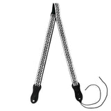 Flight S47 Black Silver Ukulele Strap Vegan Nubuck with Braided Pattern and Headstock Tie