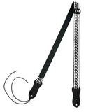 Flight S47 Black Silver Ukulele Strap Vegan Nubuck with Braided Pattern and Headstock Tie