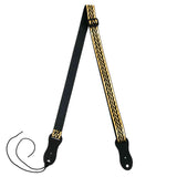 Flight S47 Black Gold Ukulele Strap Vegan Nubuck with Braided Pattern and Headstock Tie