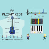 Flight TUSL-KIDZ Soprano Longneck Ukulele Blauw met Linden Top, ABS Body en Aquila Kids Snaren