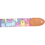 Flight S35 Kitty Ukulele Strap Poly/Leer met Kitty Design en Verstelbare Lengte