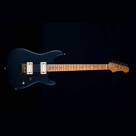 JET JS-700 MBK S-style Elektrische Gitaar HH Wilkinson Tremolo Roasted Maple Matt Zwart