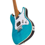 Flight Pathfinder OBL Baritone Solid Body Elektrische Ukulele met Flame Maple Top, Humbucker en Single Coil Pickups