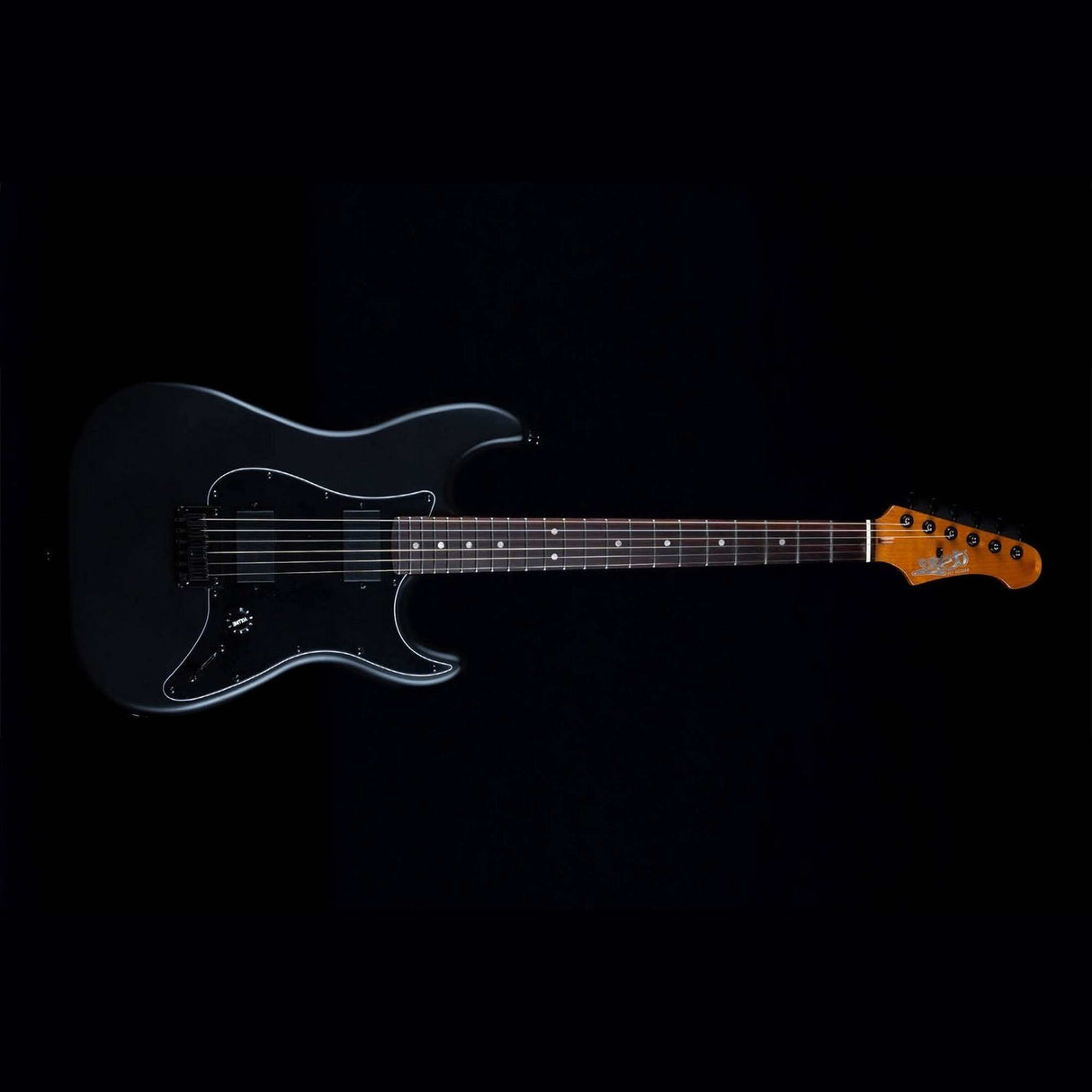 JET JS-400 MBK R S-style Elektrische Gitaar HH Tremolo Rosewood Toets Mat Zwart