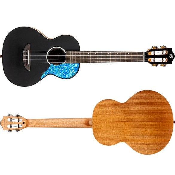 Flight Iris Tenor BK Ukulele met Solid Spruce Top, Mahogany Body en Zwarte Afwerking