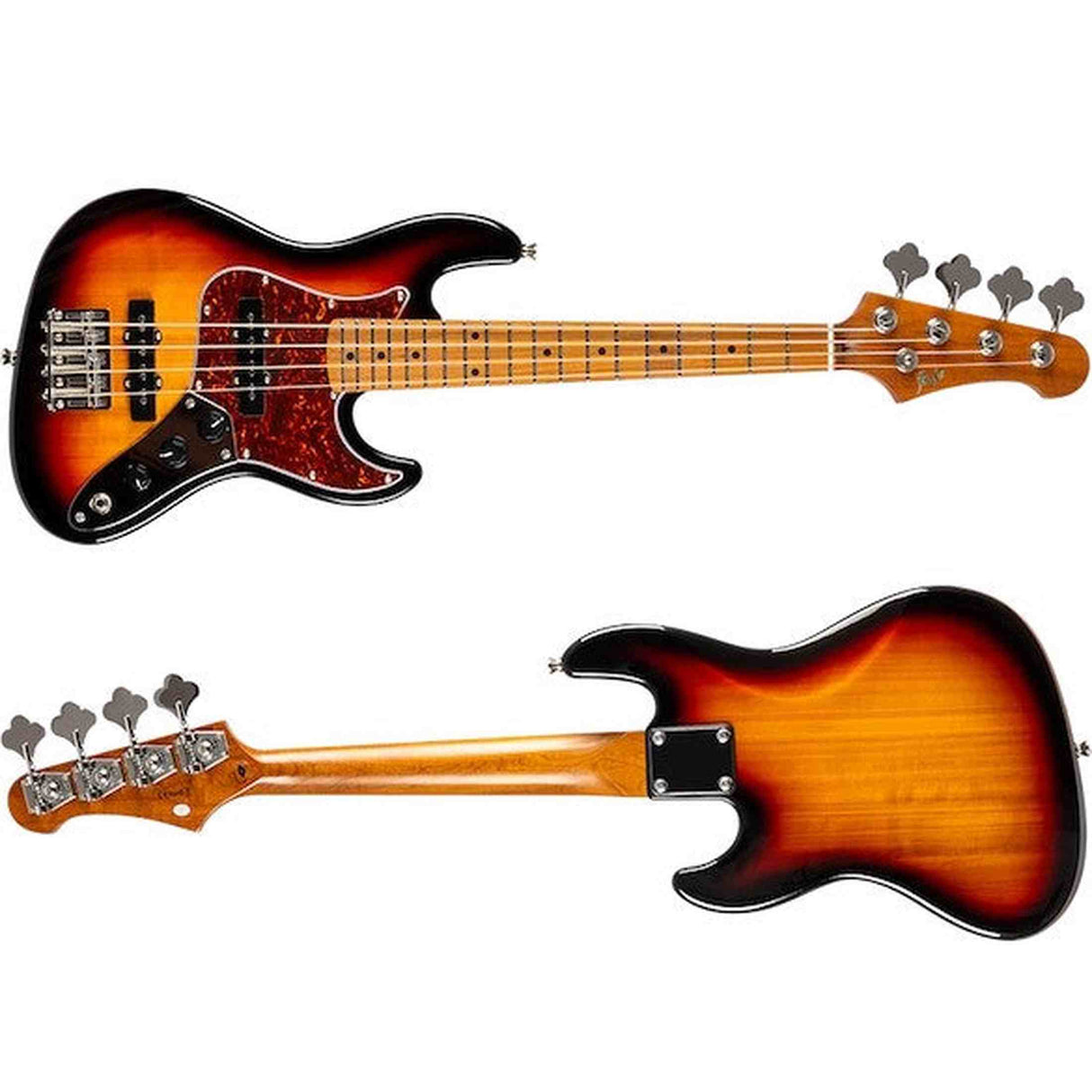 Flight Mini JB Bass SB Elektrische Mini Bas Ukulele Sunburst met Alnico 5 Pickups en Roasted Maple Hals