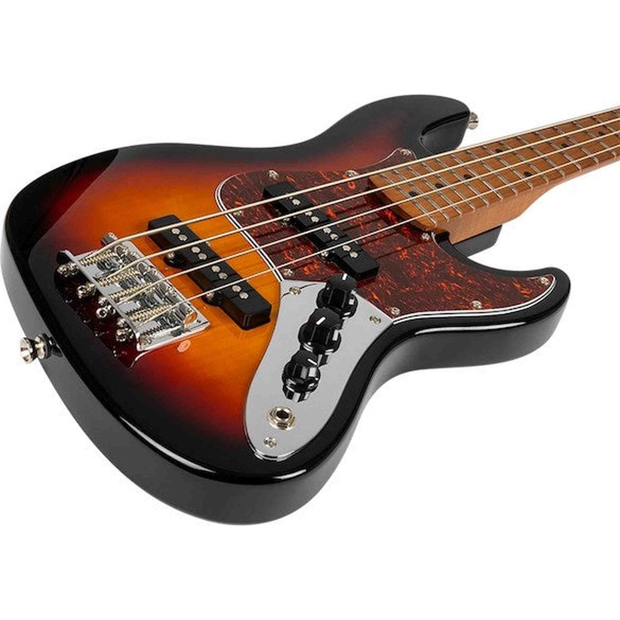 Flight Mini JB Bass SB Elektrische Mini Bas Ukulele Sunburst met Alnico 5 Pickups en Roasted Maple Hals