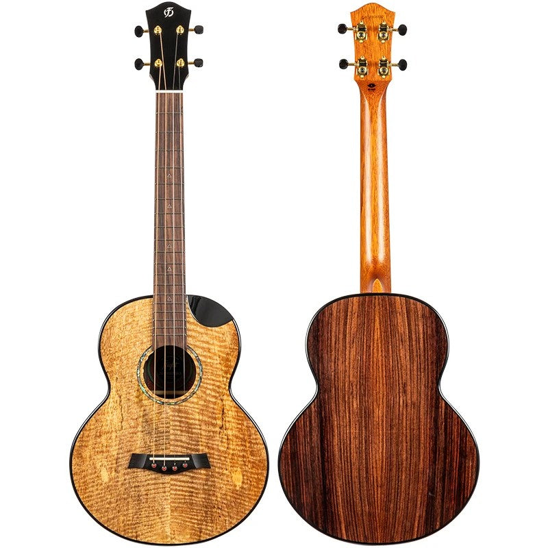 Flight Maia Baritone EQ-A Elektrisch-Akoestische Baritone Ukulele met Solid Mango Top, Rosewood Body en Stalen Snaren