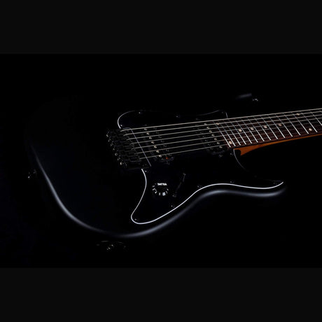 JET JS-407 MBK R 7-snarige S-style Elektrische Gitaar HH Vaste Brug Rosewood Toets Mat Zwart