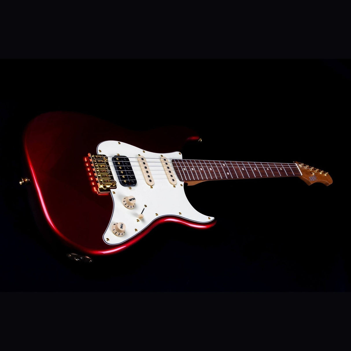 JET JS-480 WR G S-style Elektrische Gitaar HSS Alnico V Tremolo Rosewood Toets Wijnrood met Gouden Hardware