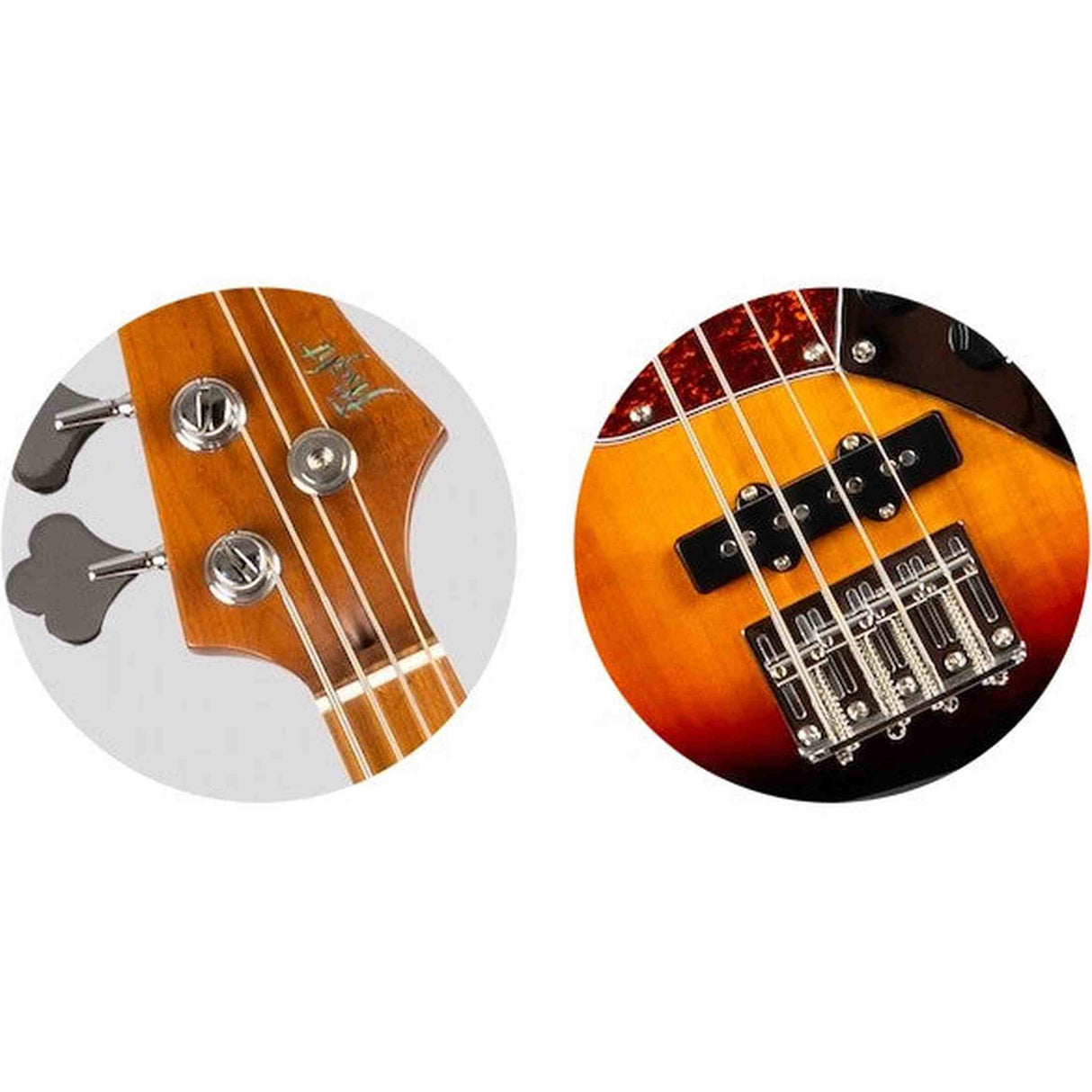 Flight Mini JB Bass Moonburst Elektrische Mini Bas Ukulele met Dual Pickups en 584 mm Mensuur